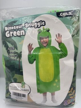 DINOSAUR HOODED SNUGGIE Green Child size- Small